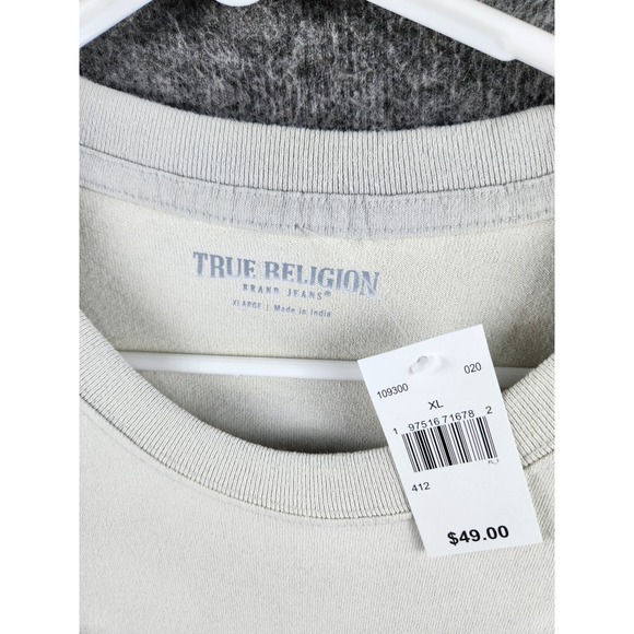 True Religion Buddha Guitar Graphic T Shirt XL Light Grey Cotton Blend - Picture 3 of 8